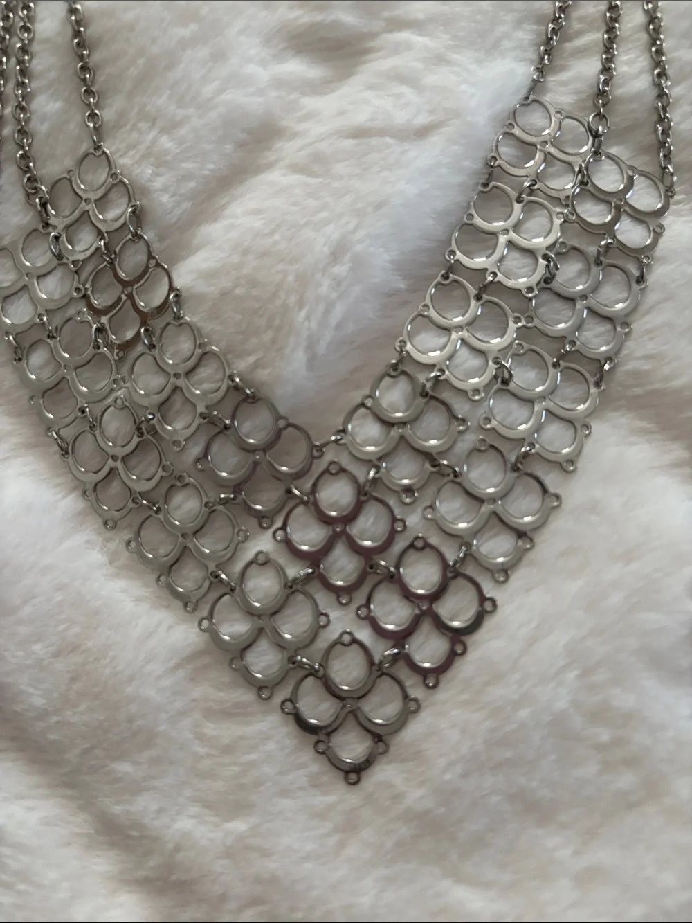 Silver Statement Chain-Link Bib Necklace - Women Jewelry